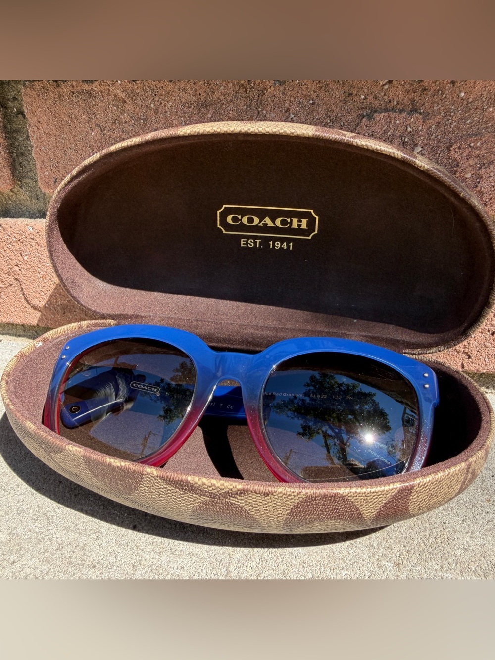 COACH Men’s Blue-to-Pink Gradient Round Sunglasses